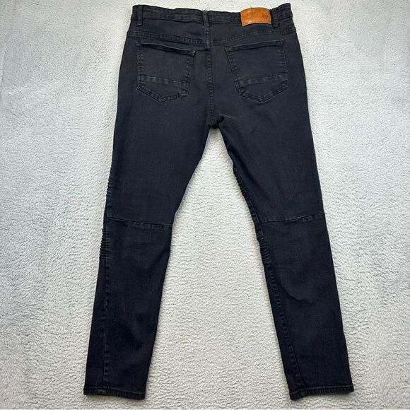 Waimea Jeans Mens 38 Black Skinny Distressed Denim Hipster Grunge Stretch 36x29* - Picture 4 of 14